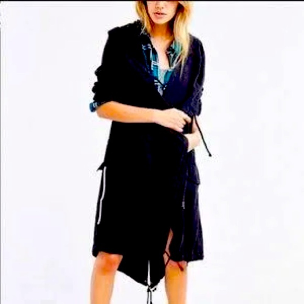 Silence + Noise Womans Hooded Asymmetrical Drape Front Jacket, Sz S